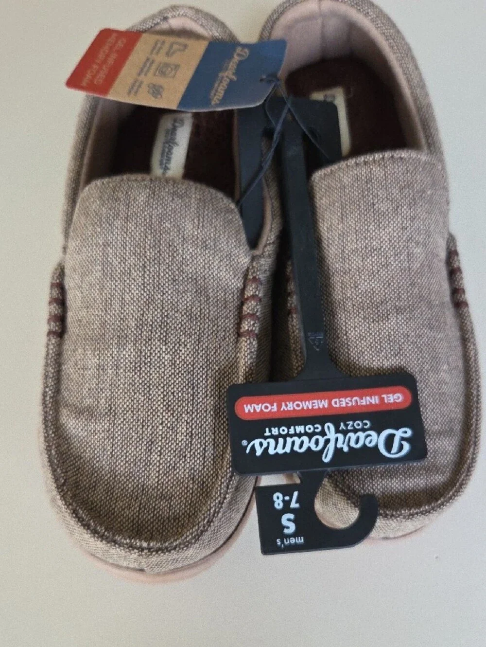 dearfoams Men’s Brown Slip-On Loafers with Plush Interior